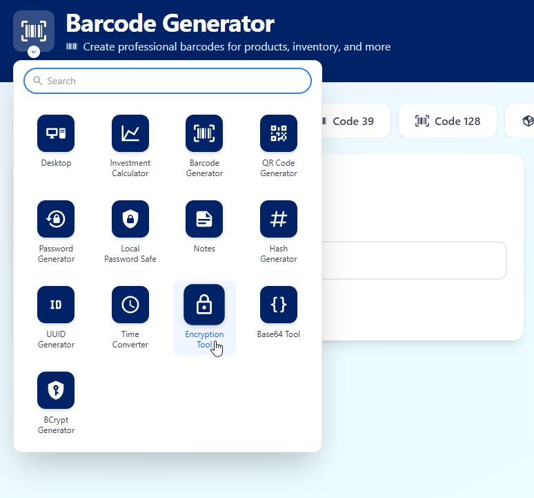Application chooser in header placeholder